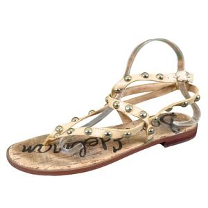 Sam Edelman Elisha Women Gladiator Sandal Size 10 Casual Studded Nude Leather